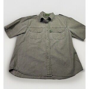 Vintage TAG Safari Shirt Olive Utility Button Up Travelcore Heritage Sz S